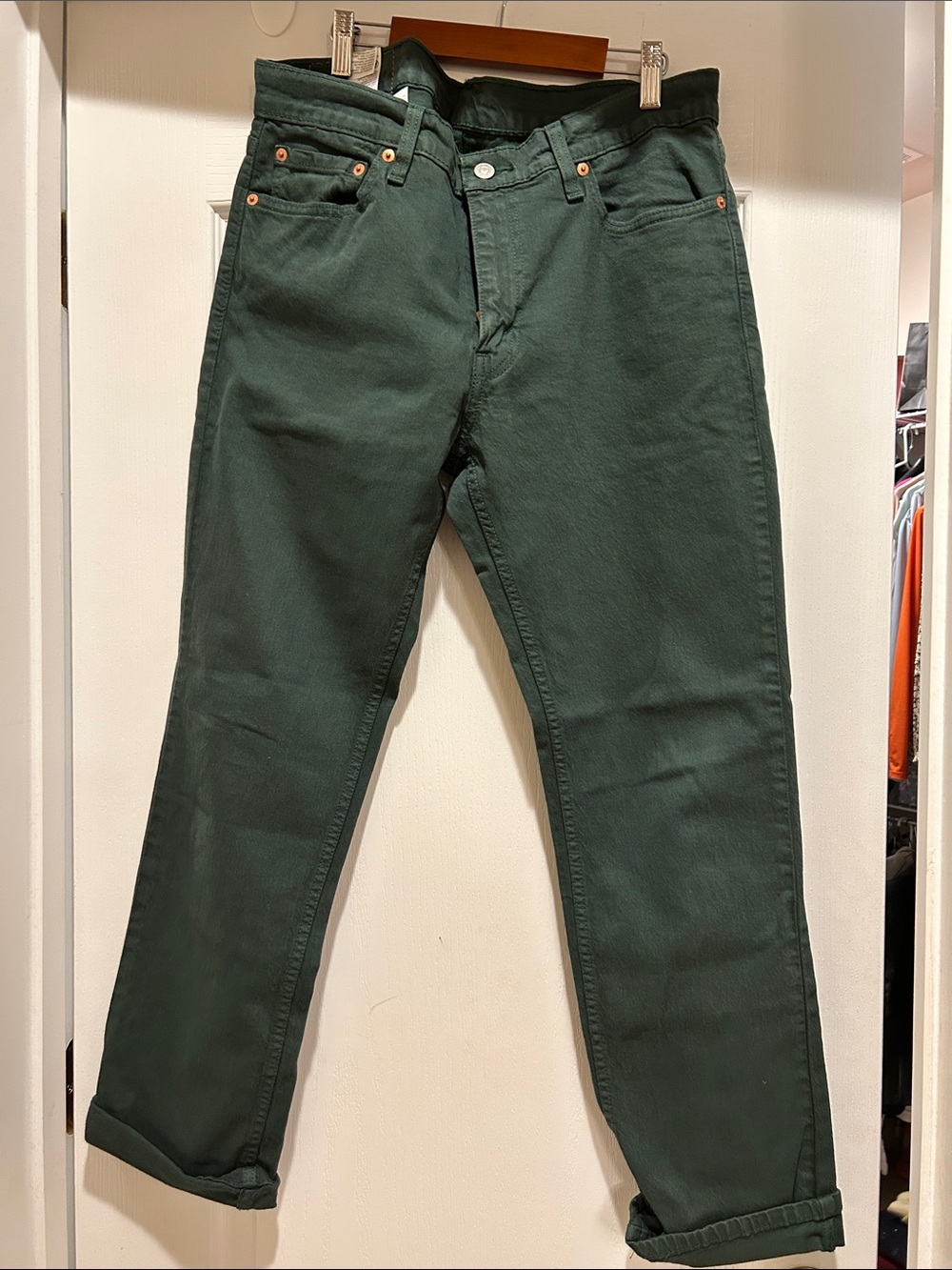 Men's Straight Jeans in Deep Green — Classic Straight Fit